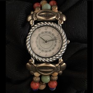 Silver Beaded Southwestern Style Watch